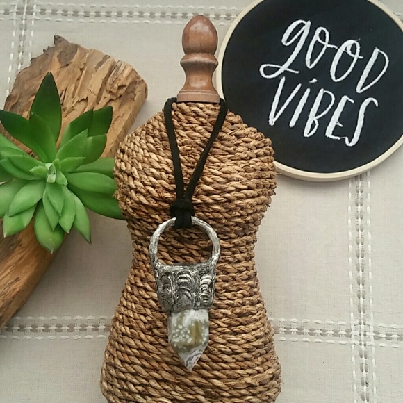 Ocean Jasper Crystal Gothic Necklace - Picture 4 of 8